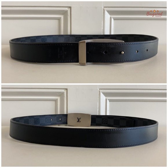 Authentic Louis Vuitton Black Damier Graphite Suntulle LV CUT Buckle Belt 85/34 - Picture 6 of 13